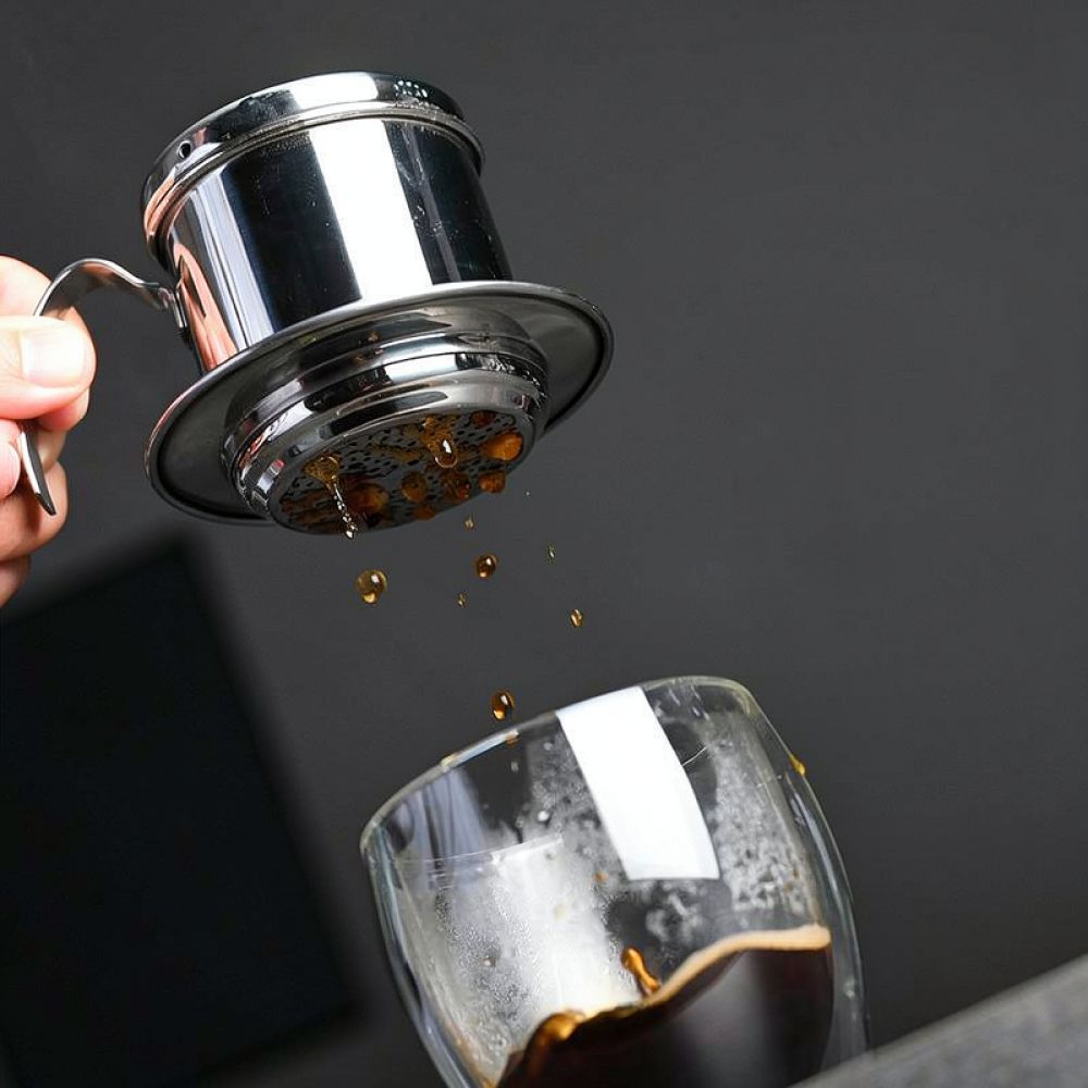 Coffee Equipment Pour Over - หม้อกรองกาแฟเวียดนามแบบใช้มือ สเตนเลสสตีล สำหรับดริปกาแฟ น้ำหนักเบา พกพาสะดวก เครื่องชงกาแฟสำหรับห้องครัว