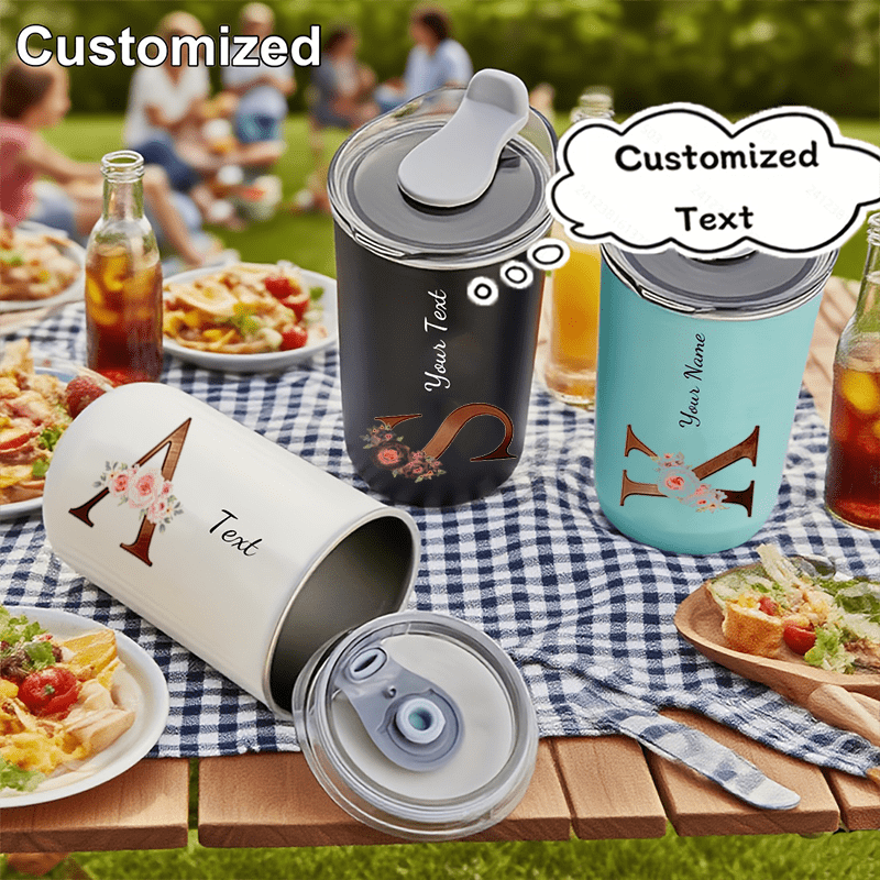 Coffee Equipment For Camping - แก้วเก็บความเย็นสแตนเลสแบบมีฝาปิดพร้อมข้อความส่วนตัวและลายดอกไม้แบบกำหนดเอง, แก้วกาแฟแบบใช้ซ้ำได้