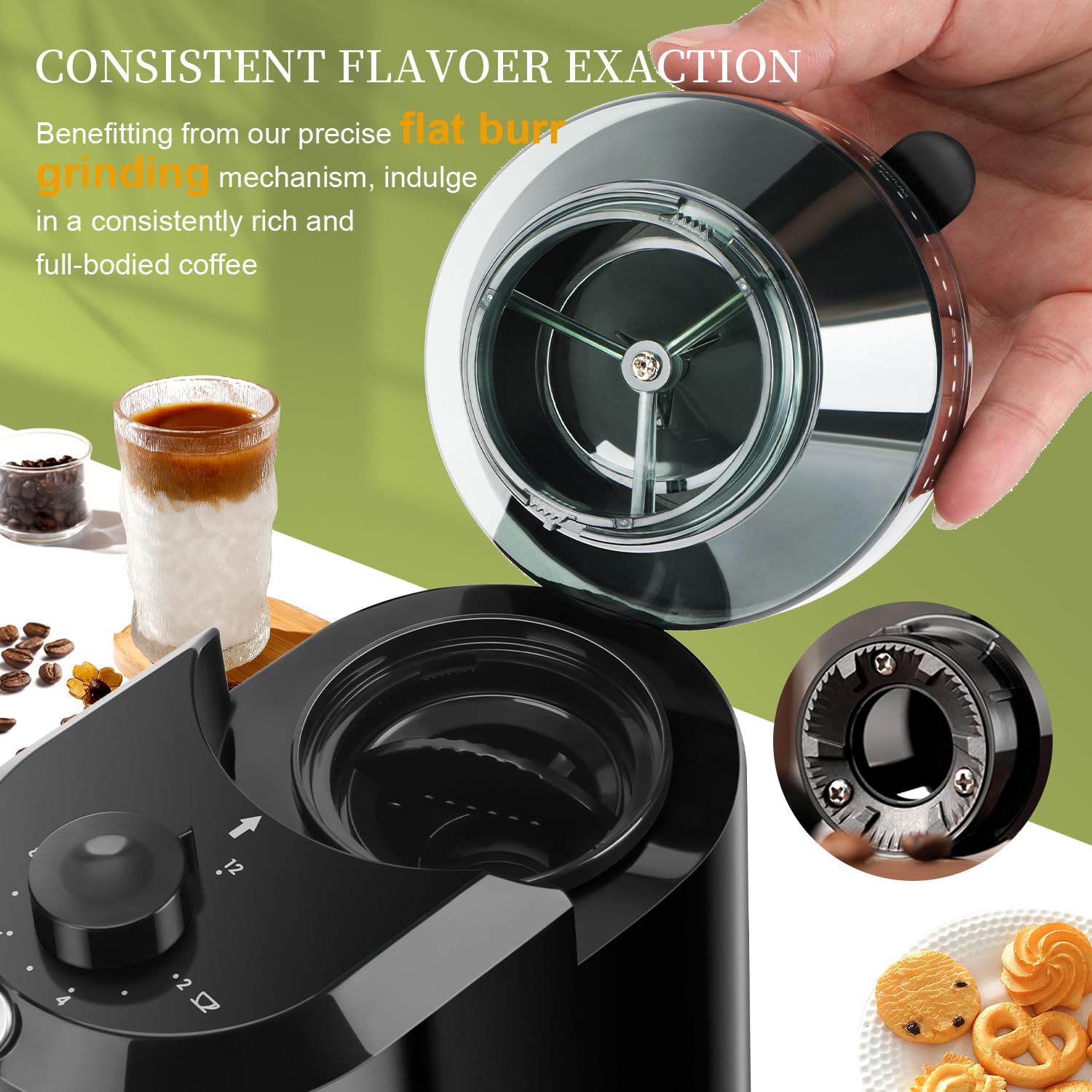 Wancle อัตโนมัติ Burr Mill เคร - Coffee Grinder Burr Flat บทวิจารณ์และราคา